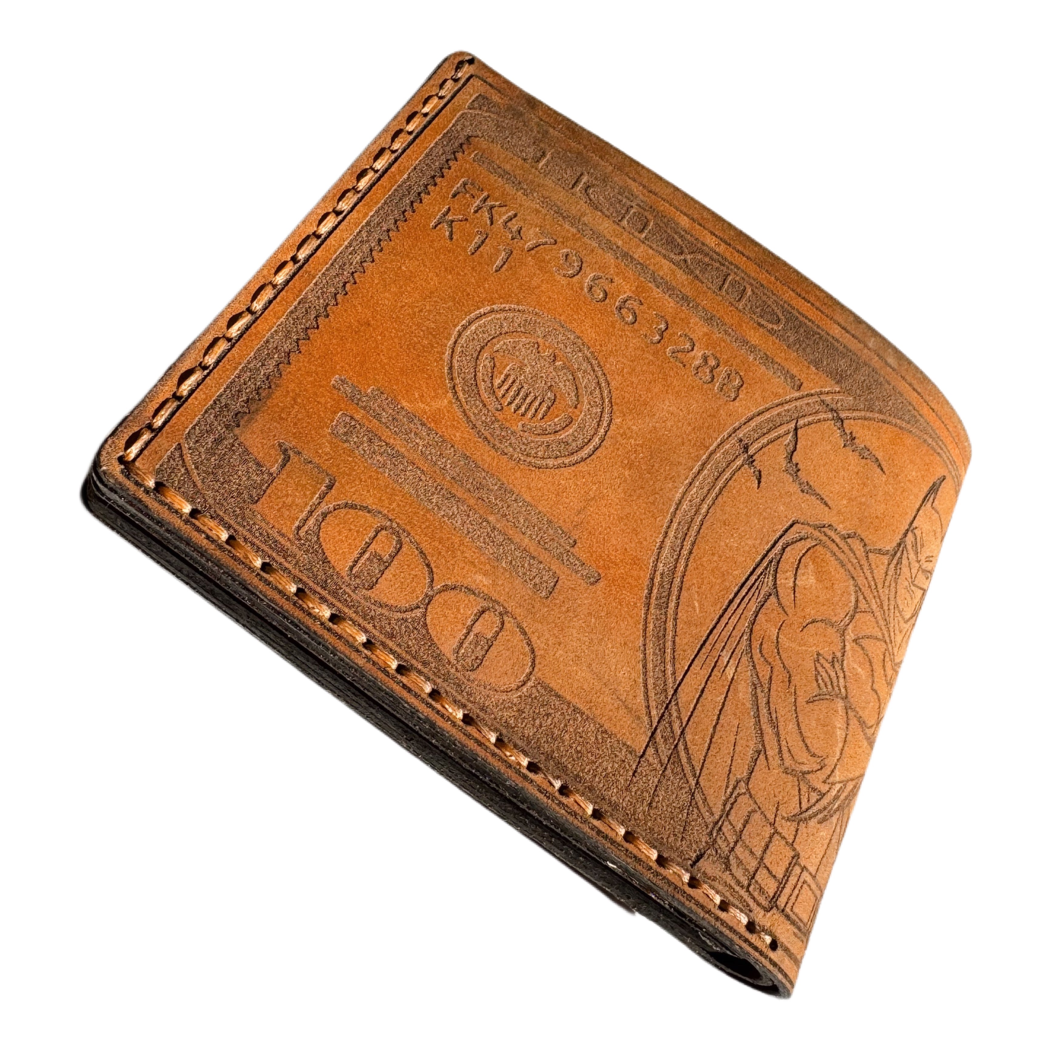 Engraved Leather Bifold Wallet