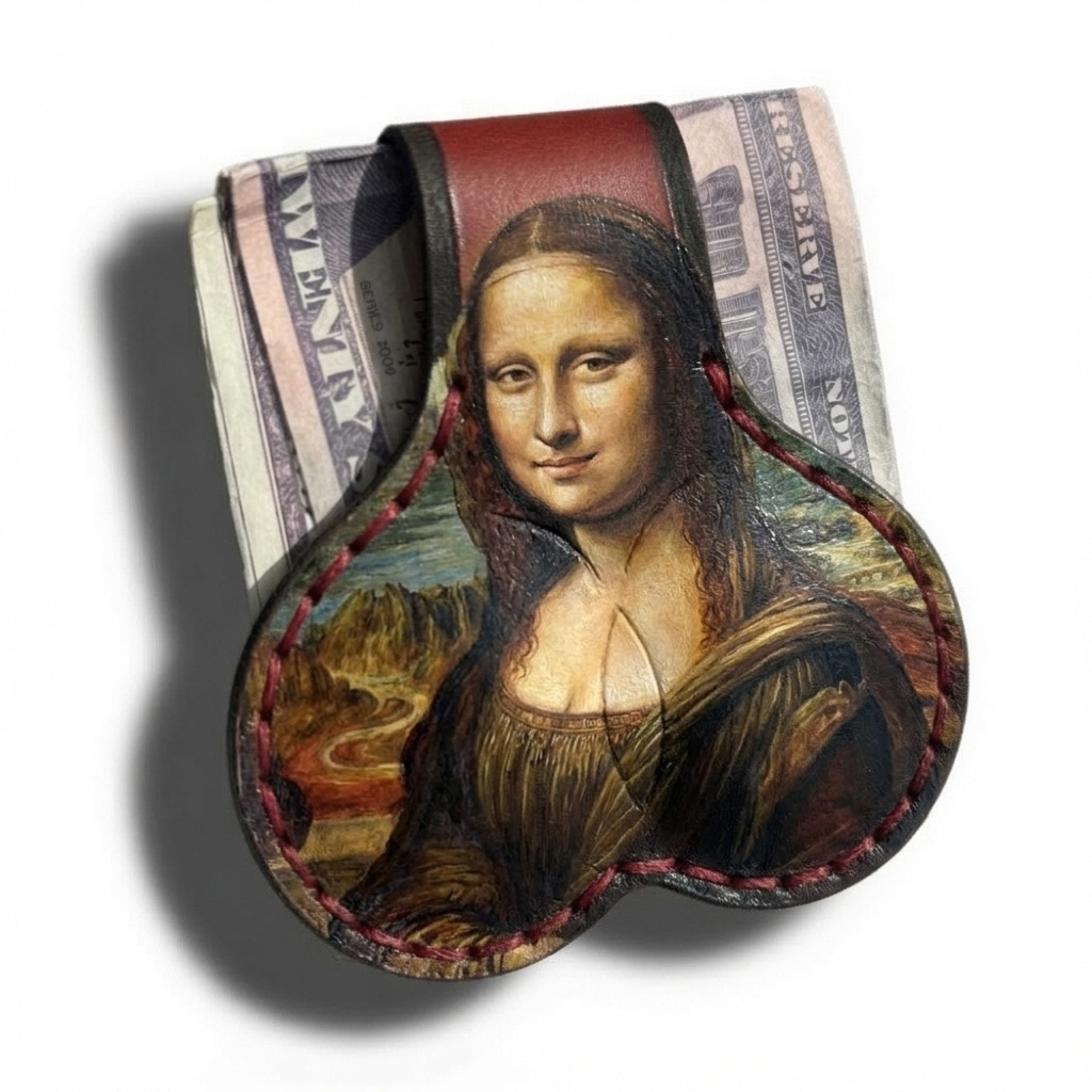 Mona Lisa Leather Money Clip | Cheeky Novelty Art Gift
