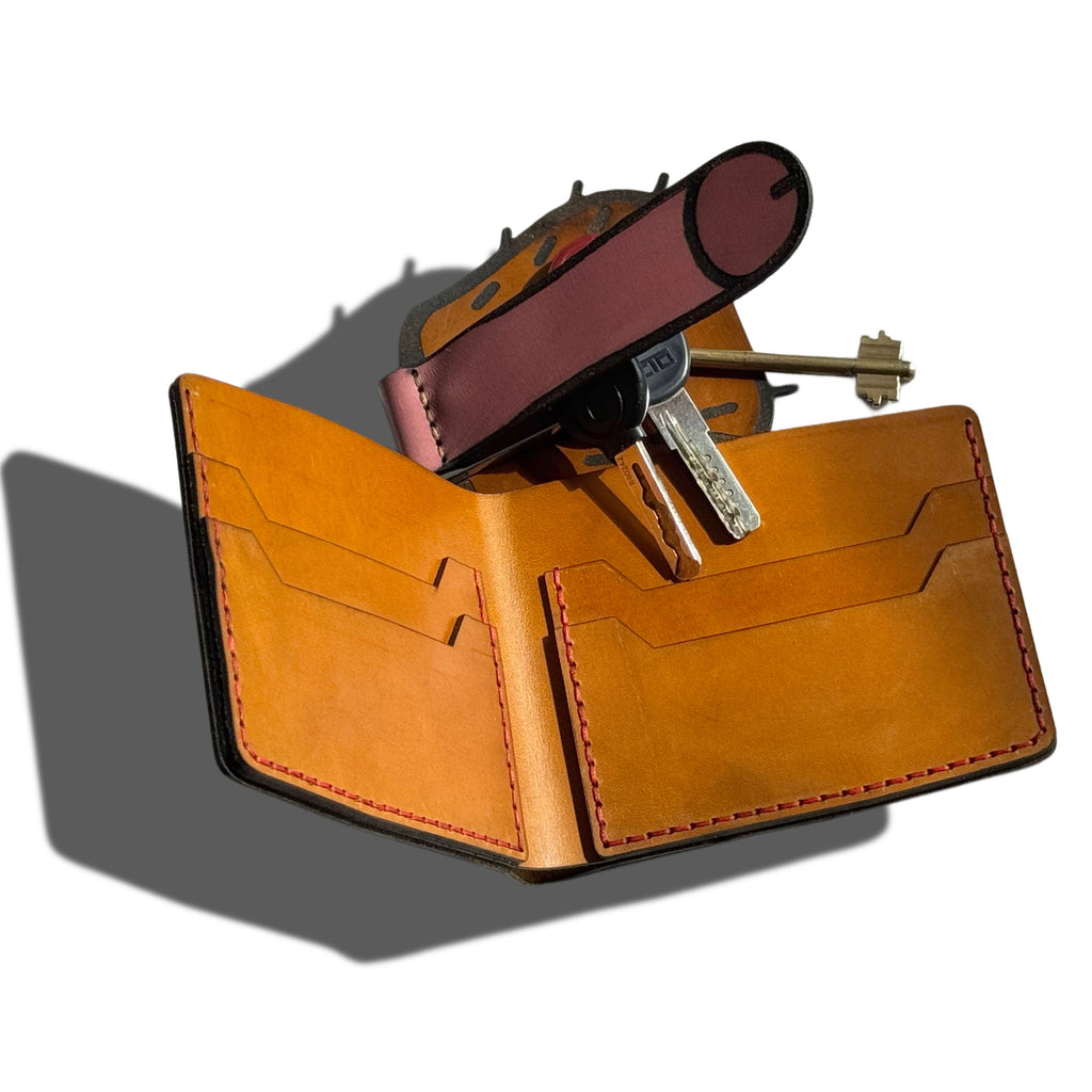 Bold Gift Set: Handcrafted Leather Wallet & Belt Carabiner