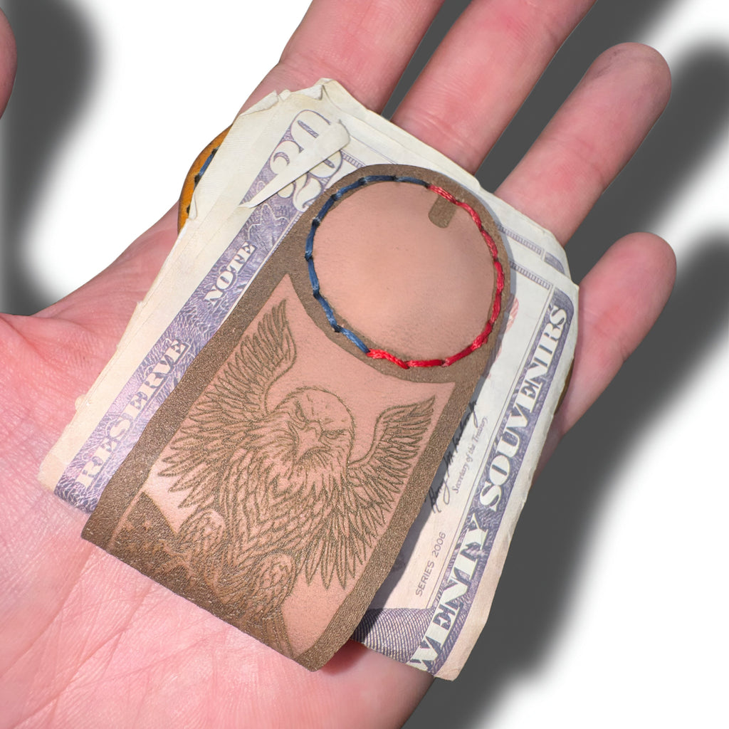 American Eagle Leather Money Clip | Patriotic USA Flag Cash Holder