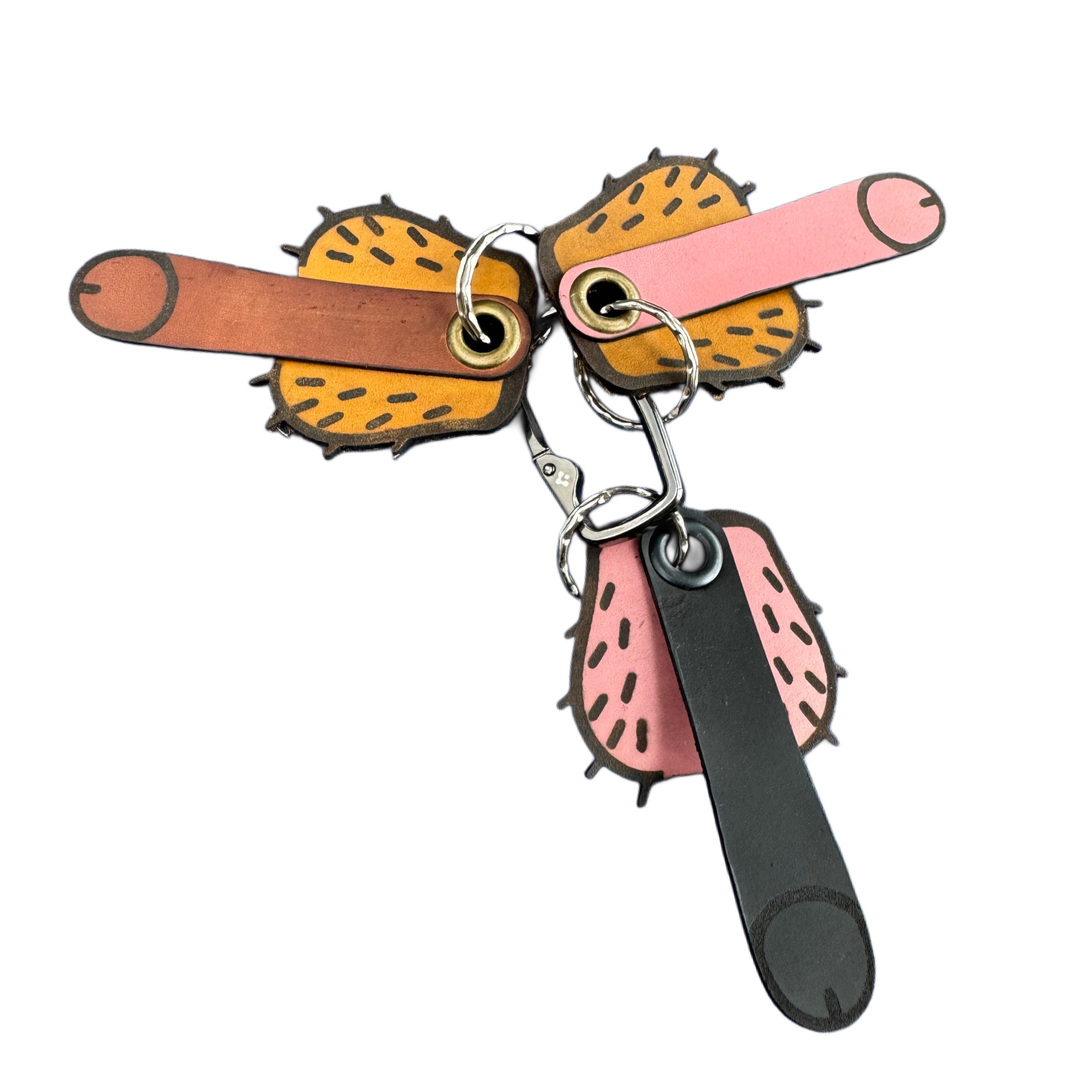 Bold Leather Keychain (Pink / Brown / Black)
