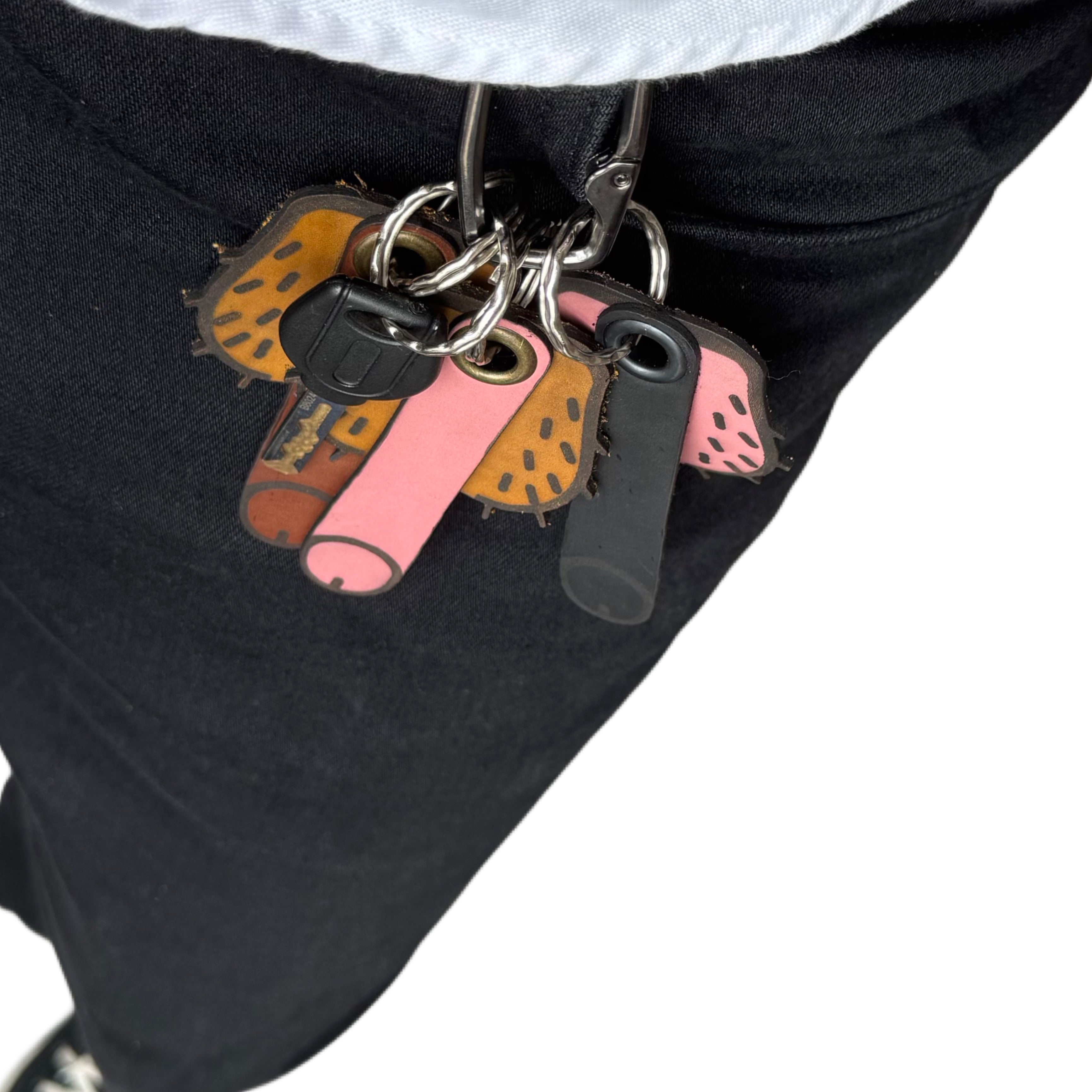 Bold Leather Keychain (Pink / Brown / Black)