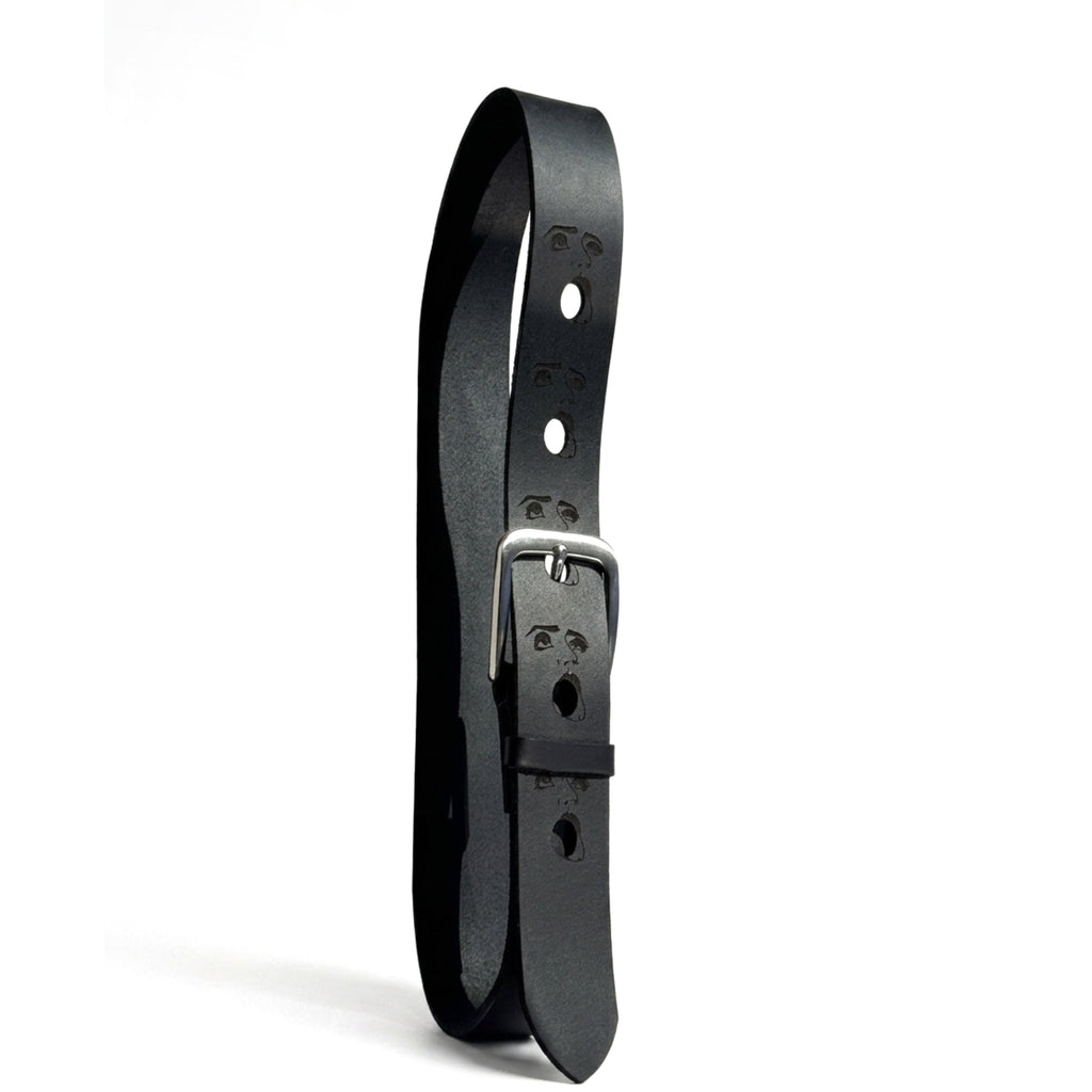 Brown Leather Belt with Face