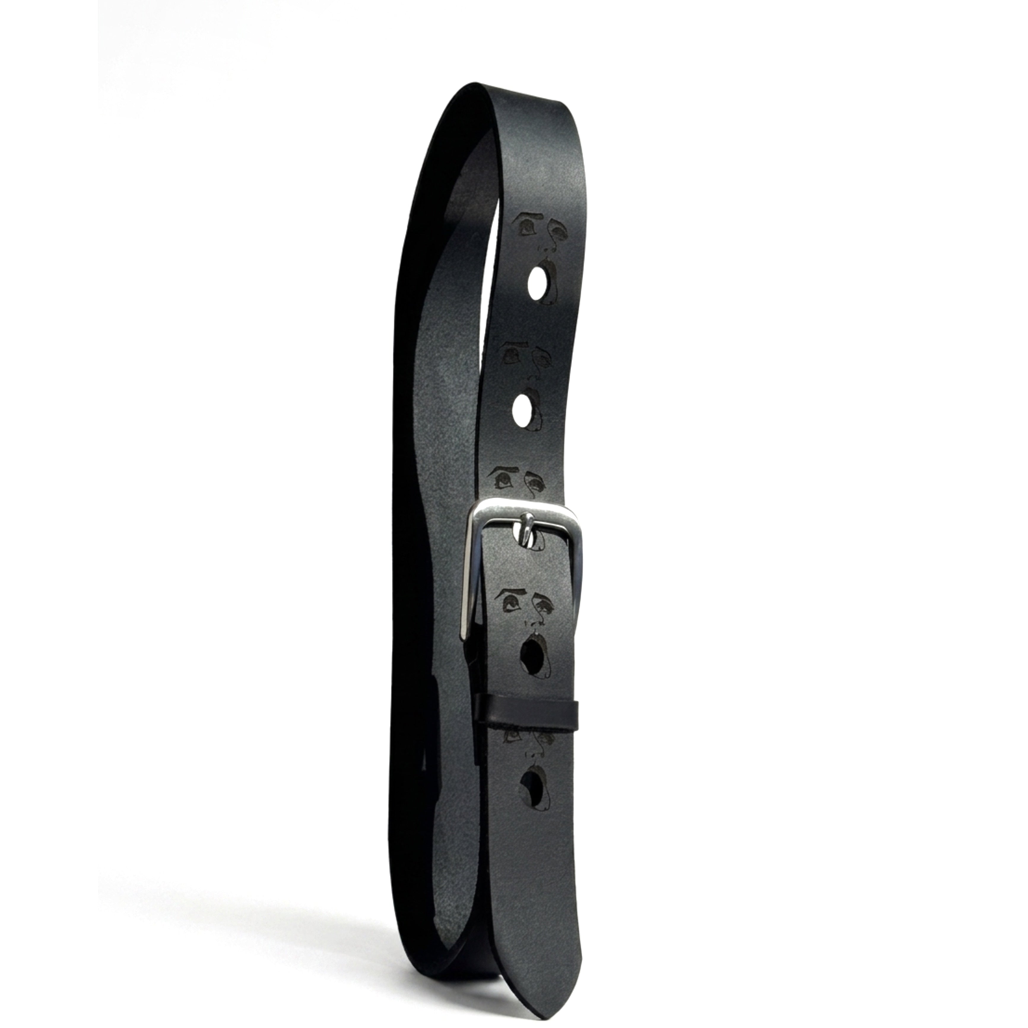 Brown Leather Belt with Face