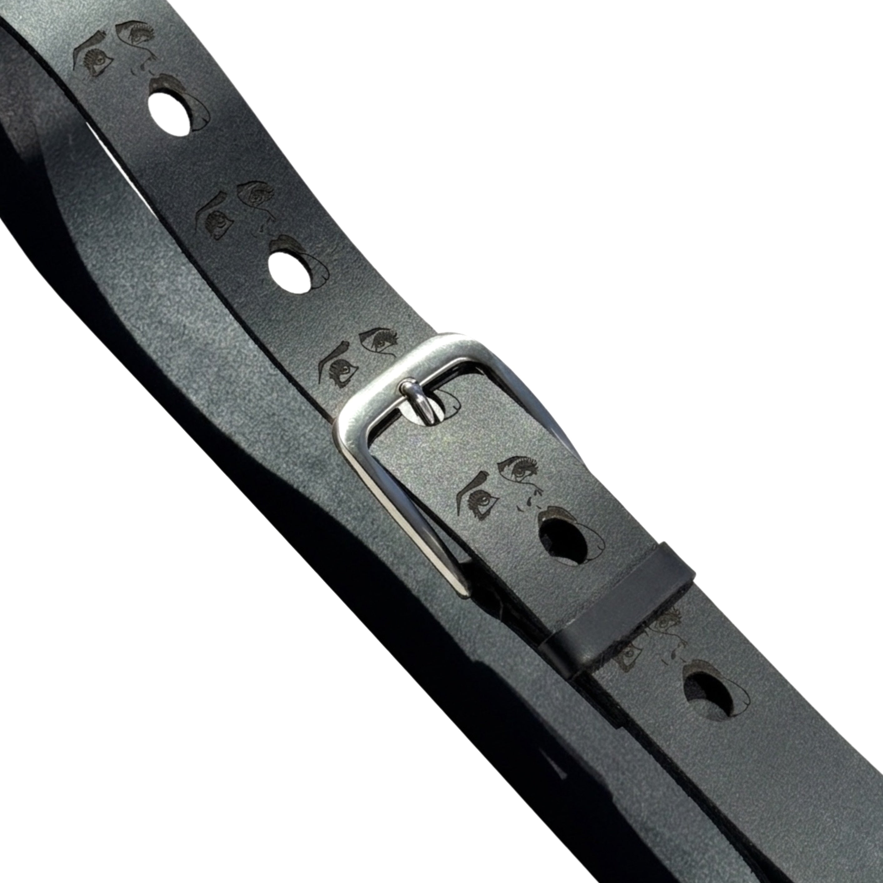 Brown Leather Belt with Face